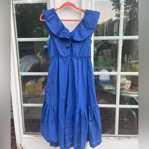 Summersalt Coastal Poplin Ruffle Neck Midi Dress - Picture 11 of 12